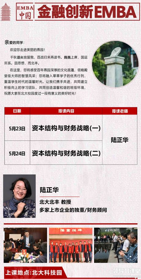 5月23-24日金融EMBA《資本結(jié)構(gòu)與財(cái)務(wù)戰(zhàn)略》陸正華